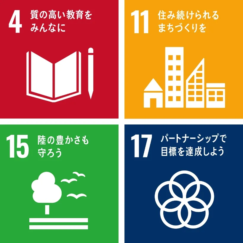 SDGsマーク 4・11・15・17